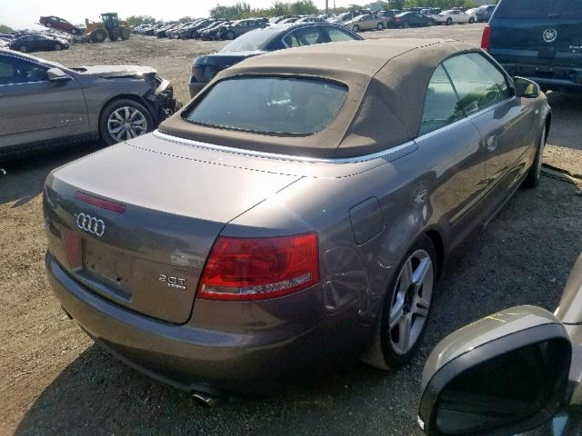 WAUDF48H78K011415 - 2008 AUDI A4 2.0T CA GRAY photo 4