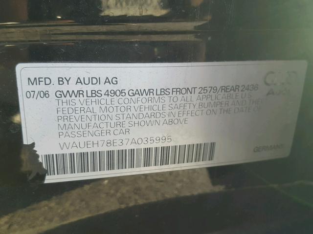 WAUEH78E37A035995 - 2007 AUDI A4 S-LINE BLACK photo 10