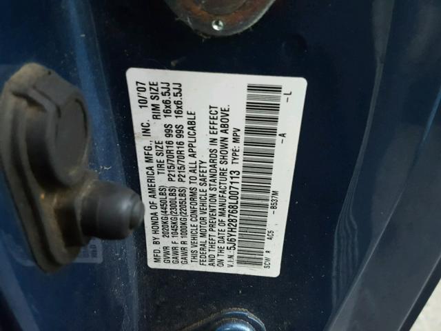 5J6YH28768L007113 - 2008 HONDA ELEMENT EX BLUE photo 10