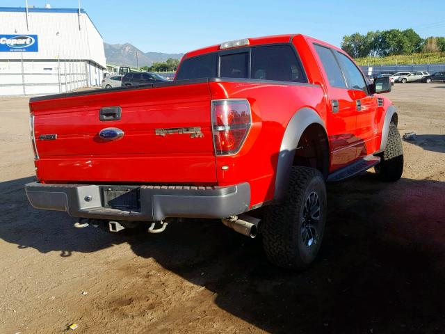 1FTFW1R63CFA74830 - 2012 FORD F150 SVT R RED photo 4