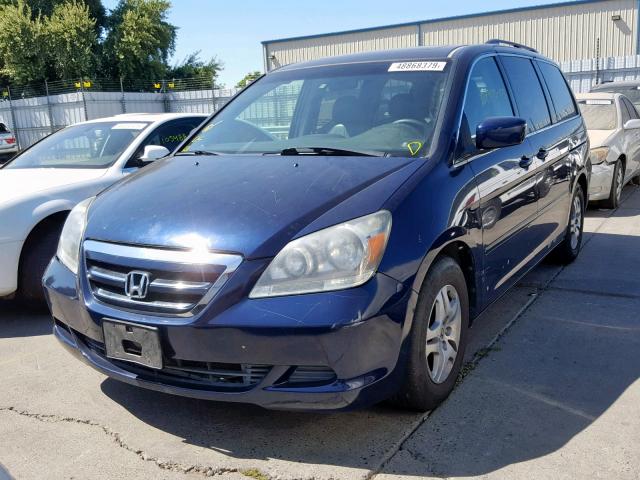 5FNRL38795B007538 - 2005 HONDA ODYSSEY EX BLUE photo 2