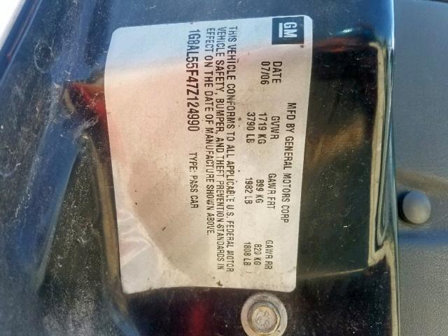 1G8AL55F47Z124990 - 2007 SATURN ION LEVEL WHITE photo 10