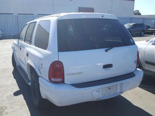 1B4HR28N01F578504 - 2001 DODGE DURANGO WHITE photo 3