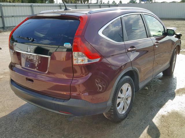 5J6RM3H74DL014660 - 2013 HONDA CR-V EXL BURGUNDY photo 4