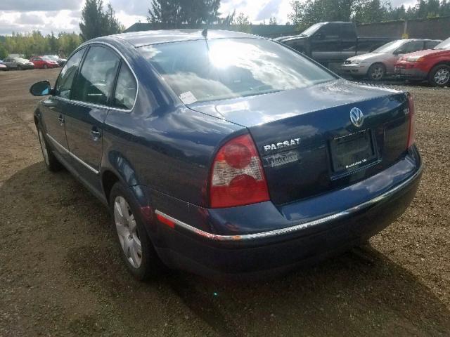 WVWAE63B75E039362 - 2005 VOLKSWAGEN PASSAT GLS BLUE photo 3