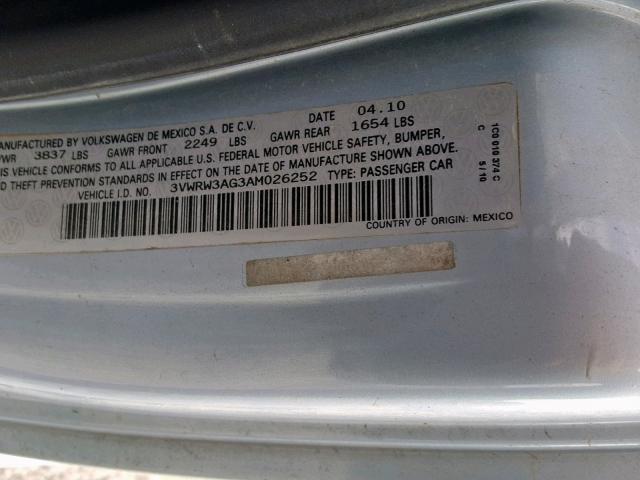 3VWRW3AG3AM026252 - 2010 VOLKSWAGEN NEW BEETLE ლურჯი ფოტო 10