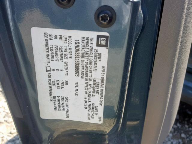 1GNDV33L15D305928 - 2005 CHEVROLET UPLANDER L BLUE photo 10