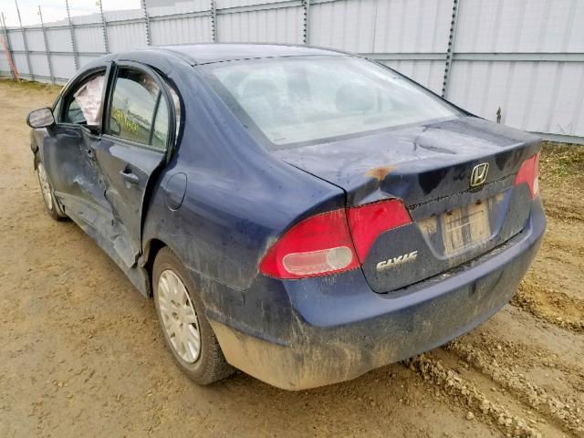 2HGFA15367H042521 - 2007 HONDA CIVIC DX BLUE photo 3