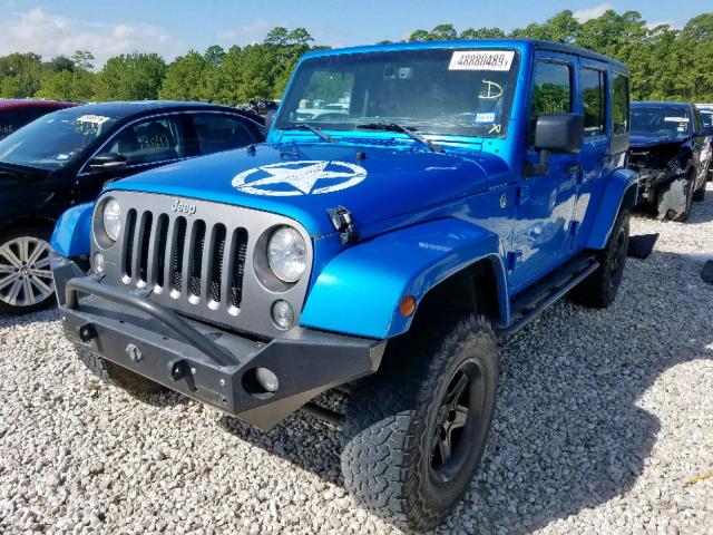 1C4BJWDG1EL160667 - 2014 JEEP WRANGLER U BLUE photo 2