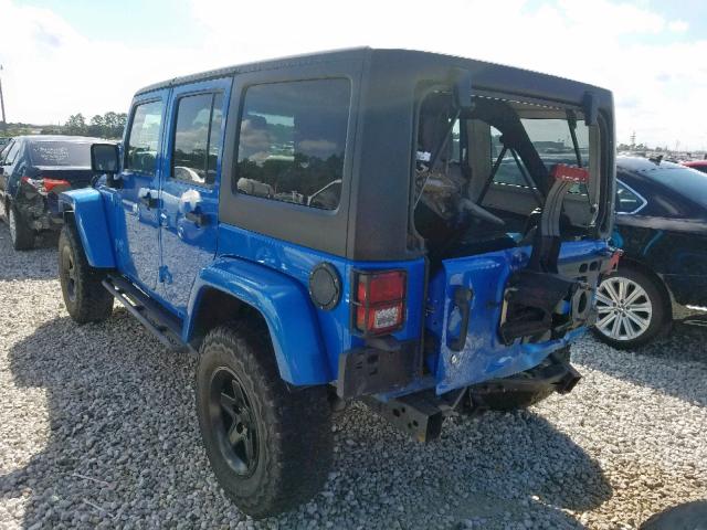 1C4BJWDG1EL160667 - 2014 JEEP WRANGLER U BLUE photo 3