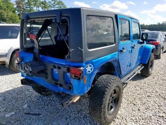 1C4BJWDG1EL160667 - 2014 JEEP WRANGLER U BLUE photo 4