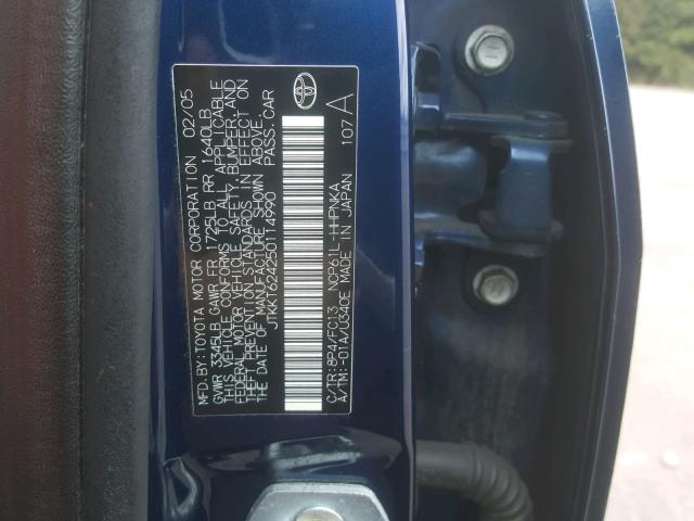 JTKKT624250114990 - 2005 TOYOTA SCION XA BLUE photo 10