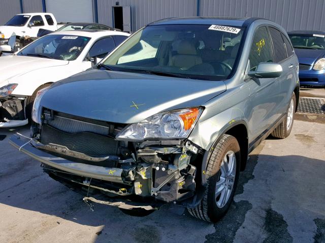 5J6RE3H72AL033653 - 2010 HONDA CR-V EXL GREEN photo 2