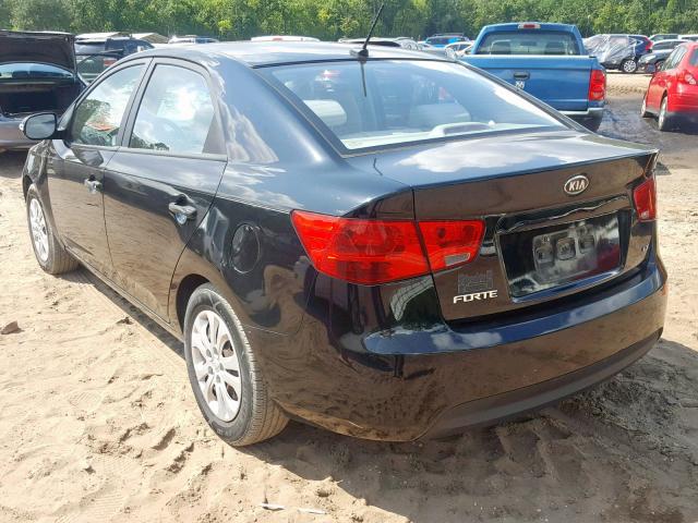 KNAFU4A25A5817990 - 2010 KIA FORTE EX BLACK photo 3