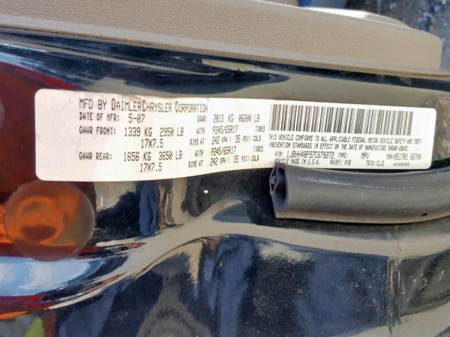 1J8HH48P97C679272 - 2007 JEEP COMMANDER BLACK photo 10