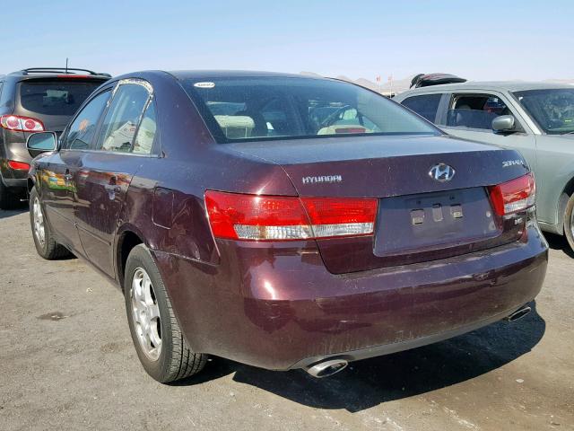 5NPEU46F16H028916 - 2006 HYUNDAI SONATA GLS BURGUNDY photo 3