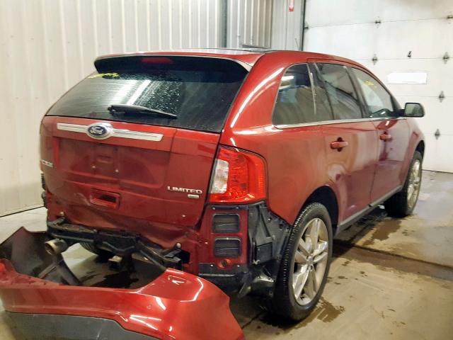 2FMDK4KC1DBC05711 - 2013 FORD EDGE LIMIT RED photo 4