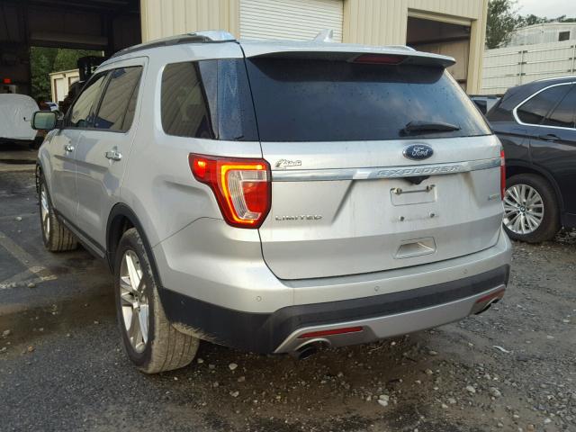 1FM5K7FH1HGA73236 - 2017 FORD EXPLORER L SILVER photo 3