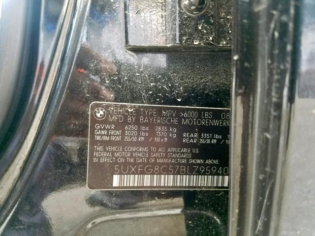 5UXFG8C57BLZ95940 - 2011 BMW X6 XDRIVE5 BLACK photo 10