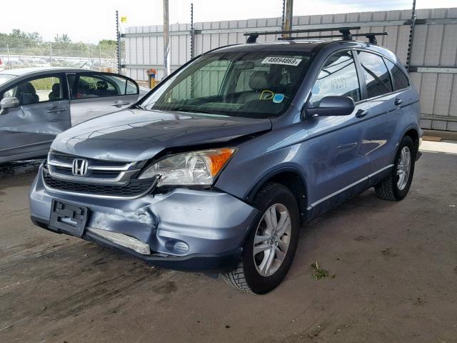 JHLRE4H77AC010755 - 2010 HONDA CR-V EXL BLUE photo 2