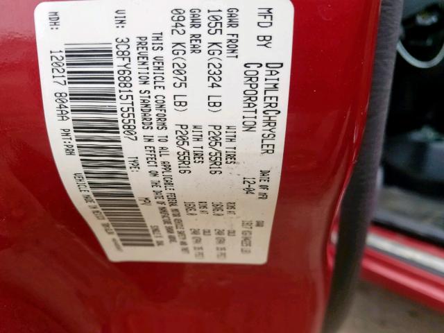 3C8FY68815T555807 - 2005 CHRYSLER PT CRUISER RED photo 10