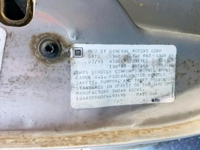 1G4AG55N0P6493490 - 1993 BUICK CENTURY SP BLUE photo 10