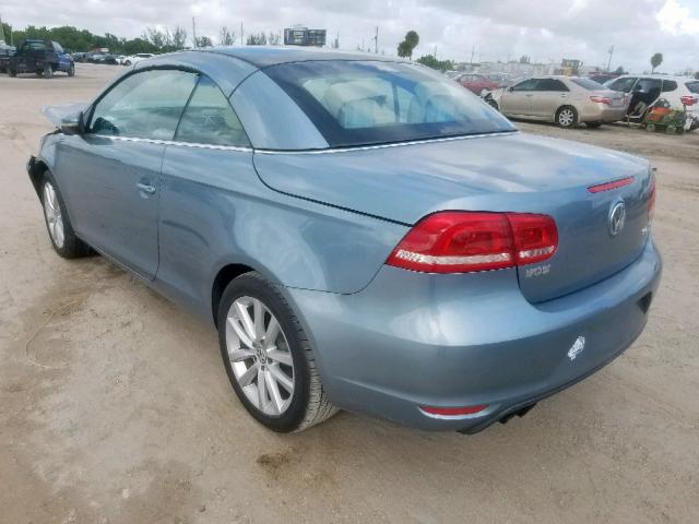 WVWBW8AH5DV006220 - 2013 VOLKSWAGEN EOS KOMFOR BLUE photo 3