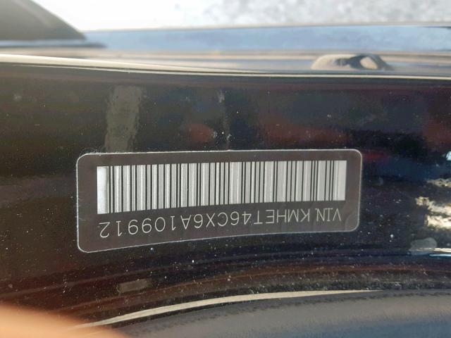 KMHET46CX6A109912 - 2006 HYUNDAI SONATA GL BLACK photo 10