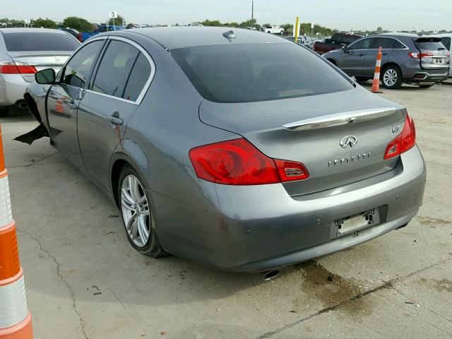 JN1CV6AP0DM723166 - 2013 INFINITI G37 BASE GRAY photo 3