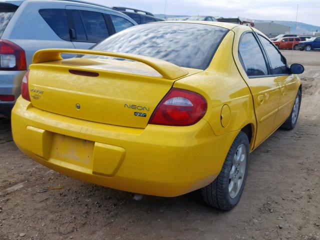 1B3ES56C43D210436 - 2003 DODGE NEON SXT YELLOW photo 4