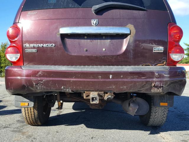 1D4HB58D24F118395 - 2004 DODGE DURANGO LI MAROON photo 9