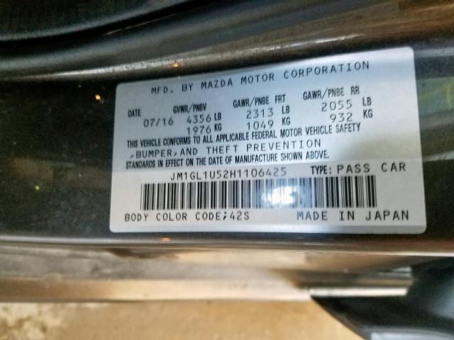 JM1GL1U52H1106425 - 2017 MAZDA 6 SPORT SILVER photo 10