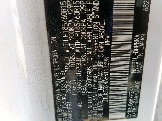 JTLKT324364117398 - 2006 TOYOTA SCION XB თეთრი ფოტო 10