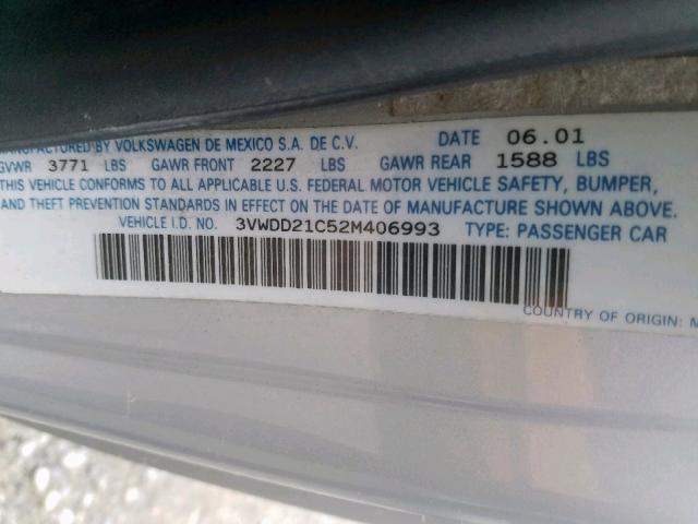 3VWDD21C52M406993 - 2002 VOLKSWAGEN NEW BEETLE Gümüş foto 10