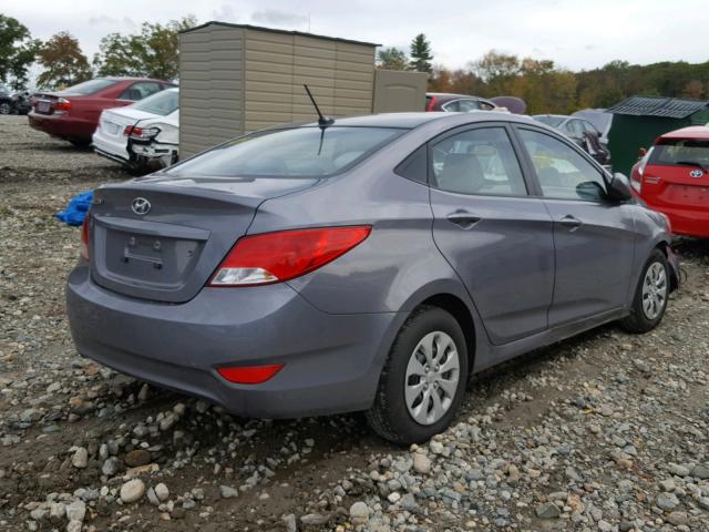 KMHCT4AE2GU964619 - 2016 HYUNDAI ACCENT SE GRAY photo 4