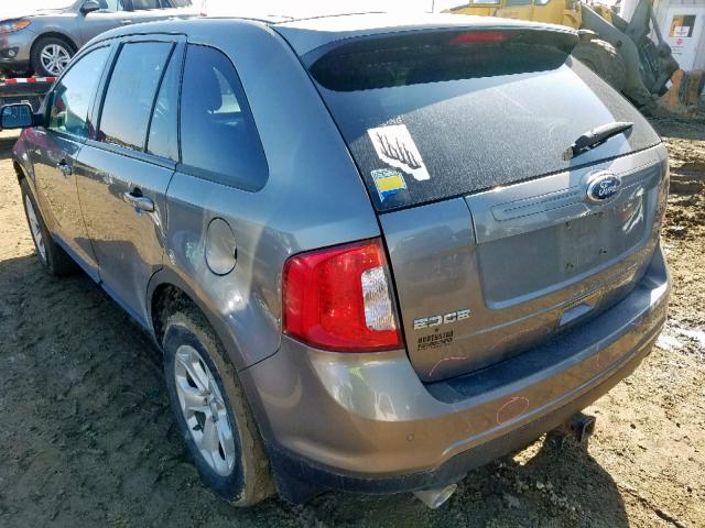 2FMDK4JC1DBB31692 - 2013 FORD EDGE SEL GRAY photo 3