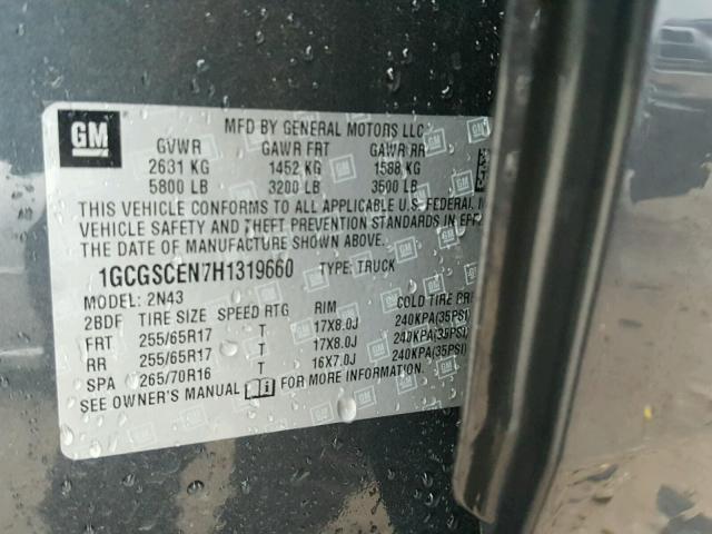 1GCGSCEN7H1319660 - 2017 CHEVROLET COLORADO L CHARCOAL photo 10