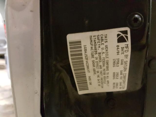1G8AJ52F44Z200147 - 2004 SATURN ION LEVEL SILVER photo 10