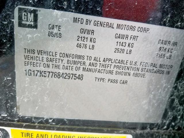 1G1ZK577884297548 - 2008 CHEVROLET MALIBU LTZ 黑色 照片 10