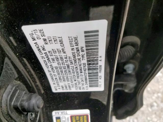 2HKRM4H72FH621630 - 2015 HONDA CR-V EXL BLACK photo 10