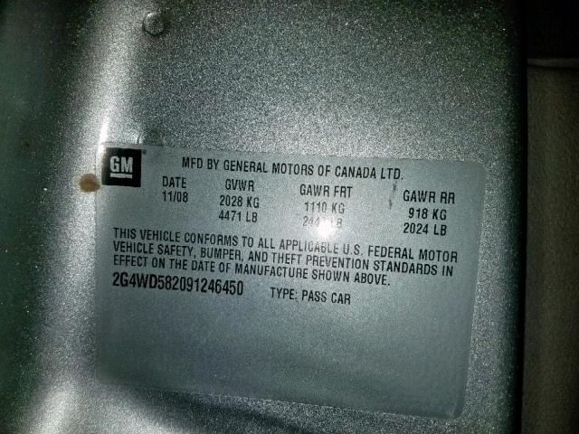 2G4WD582091246450 - 2009 BUICK LACROSSE C SILVER photo 10