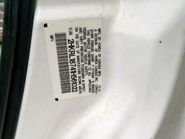 2HKRL18741H561022 - 2001 HONDA ODYSSEY EX WHITE photo 10