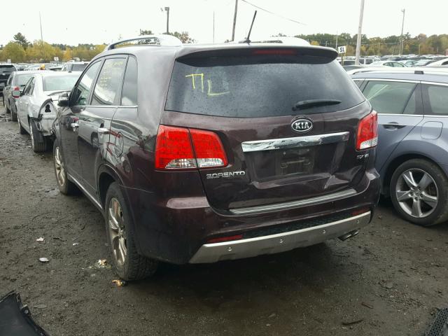 5XYKW4A20BG127908 - 2011 KIA SORENTO SX MAROON photo 3