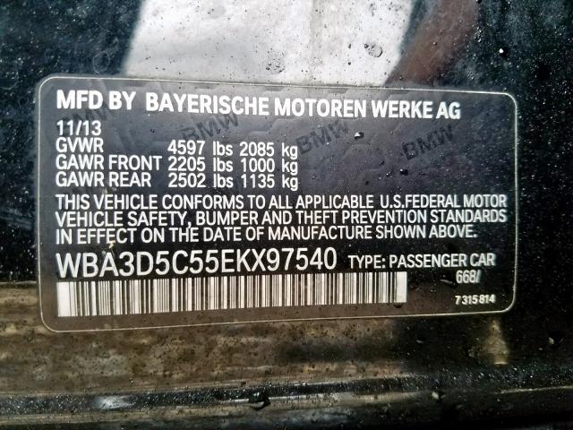 WBA3D5C55EKX97540 - 2014 BMW 328 D XDRI BLACK photo 10