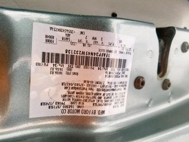 1FAFP34N45W232138 - 2005 FORD FOCUS ZX4 GRAY photo 10