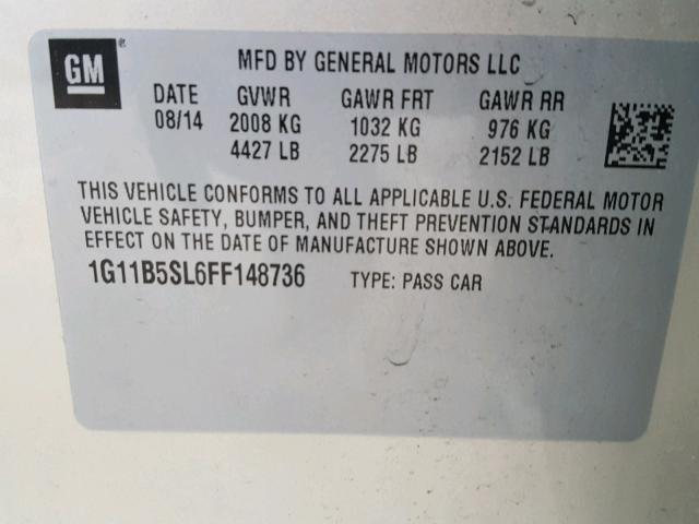 1G11B5SL6FF148736 - 2015 CHEVROLET MALIBU LS 金色 照片 10