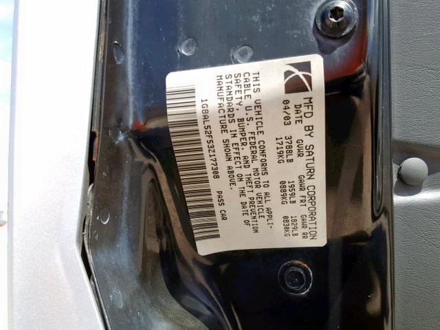 1G8AL52F53Z177308 - 2003 SATURN ION LEVEL SILVER photo 10