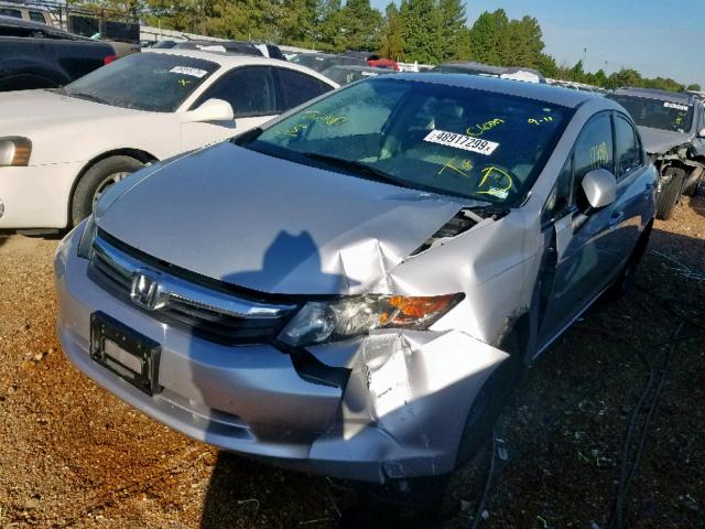 2HGFB2F58CH560496 - 2012 HONDA CIVIC LX SILVER photo 2