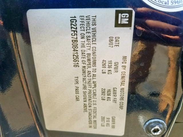 1G2ZF57B084125616 - 2008 PONTIAC G6 VALUE L BLUE photo 10