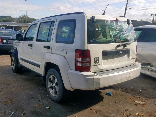 1J8GN28K78W205267 - 2008 JEEP LIBERTY SP WHITE photo 3